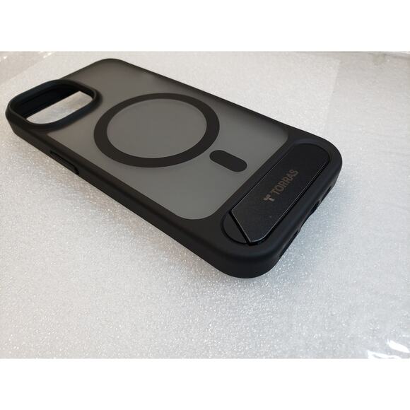 TORRAS iPhone 15 Reg Case Magnetic Flush Stand MagSafe Slim Frosted Black - Picture 9 of 12
